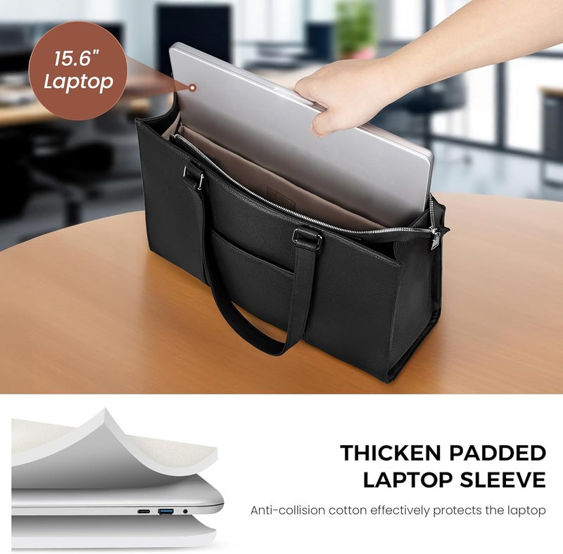 befen Genuine Leather Tote Bag for Women Work, Women's Leather Shoulder Bags Purses Satchel Handbags with Laptop Compartment - Image 5